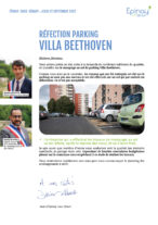 Lettre du Maire : Réfection Parking Beethoven 7