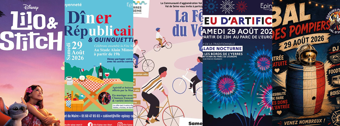 🎬🎆 les 28 & 29 août, cinéma, fêtes et feu d’artifice : l’été se poursuit à Épinay !
